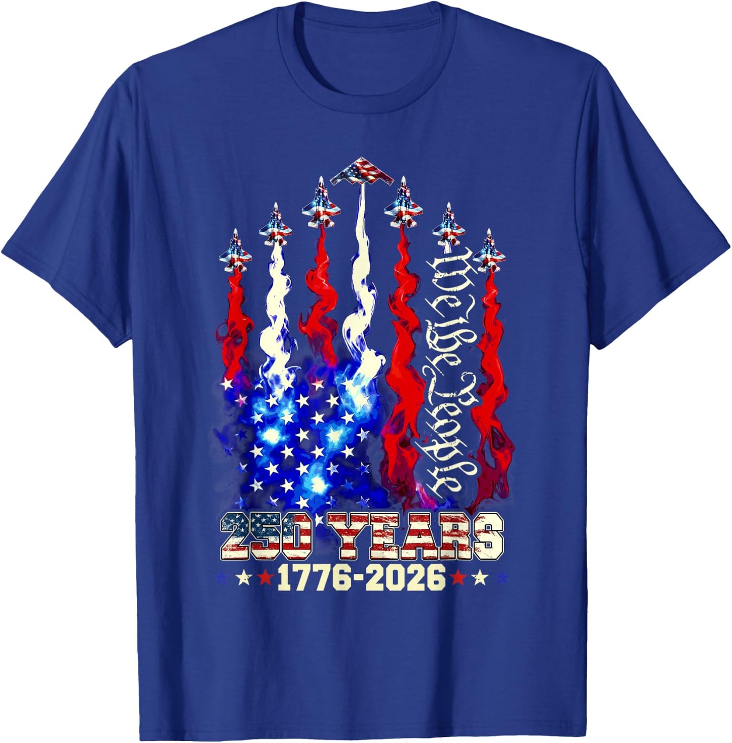 250 Years Anniversary USA Fighter Jet 4th of July Patriotic T-Shirt - T-Shirt | Royal