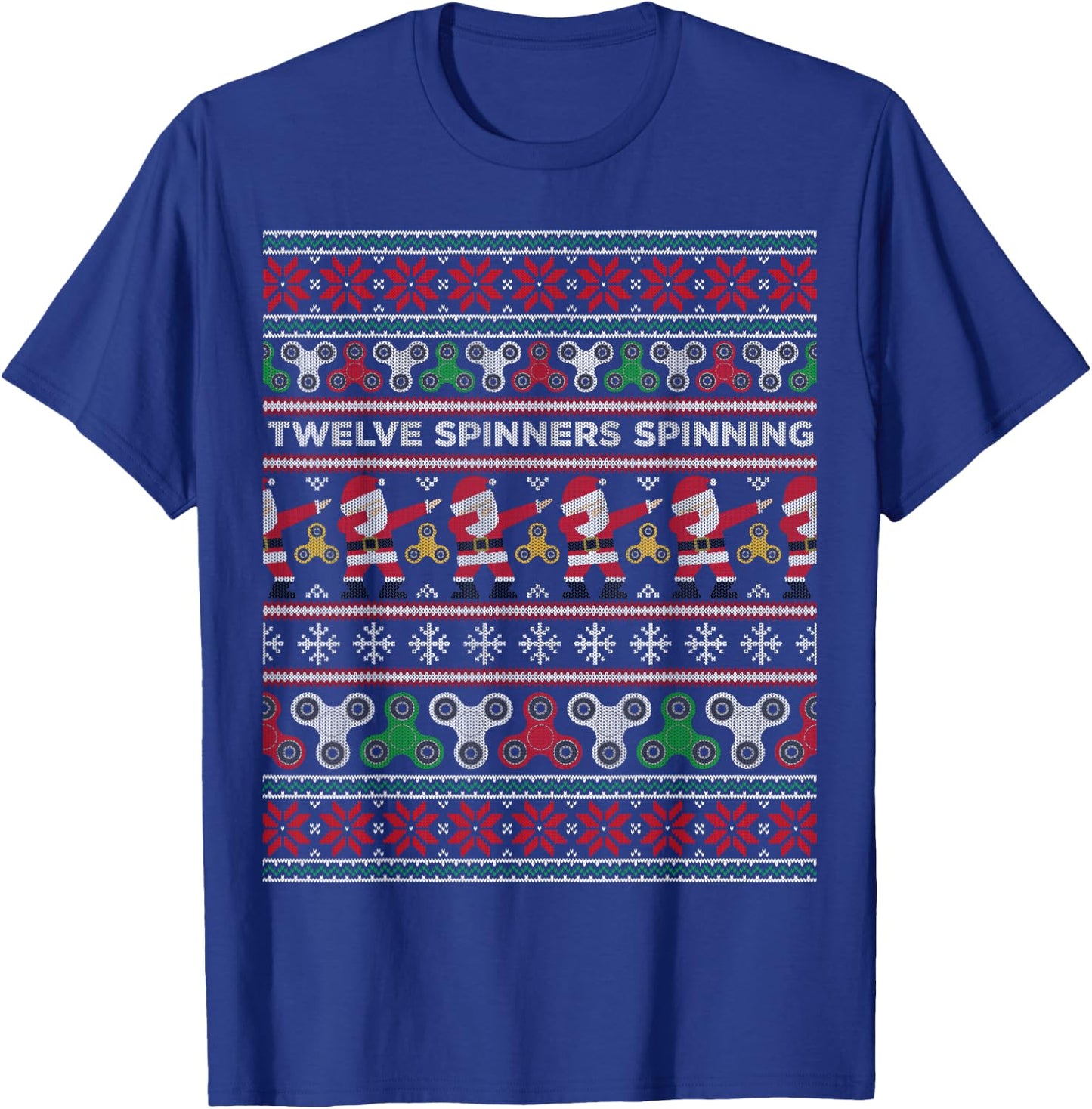 Fidget Spinner Ugly Christmas Sweater Dabbing Santa T-Shirt - T-Shirt | Royal