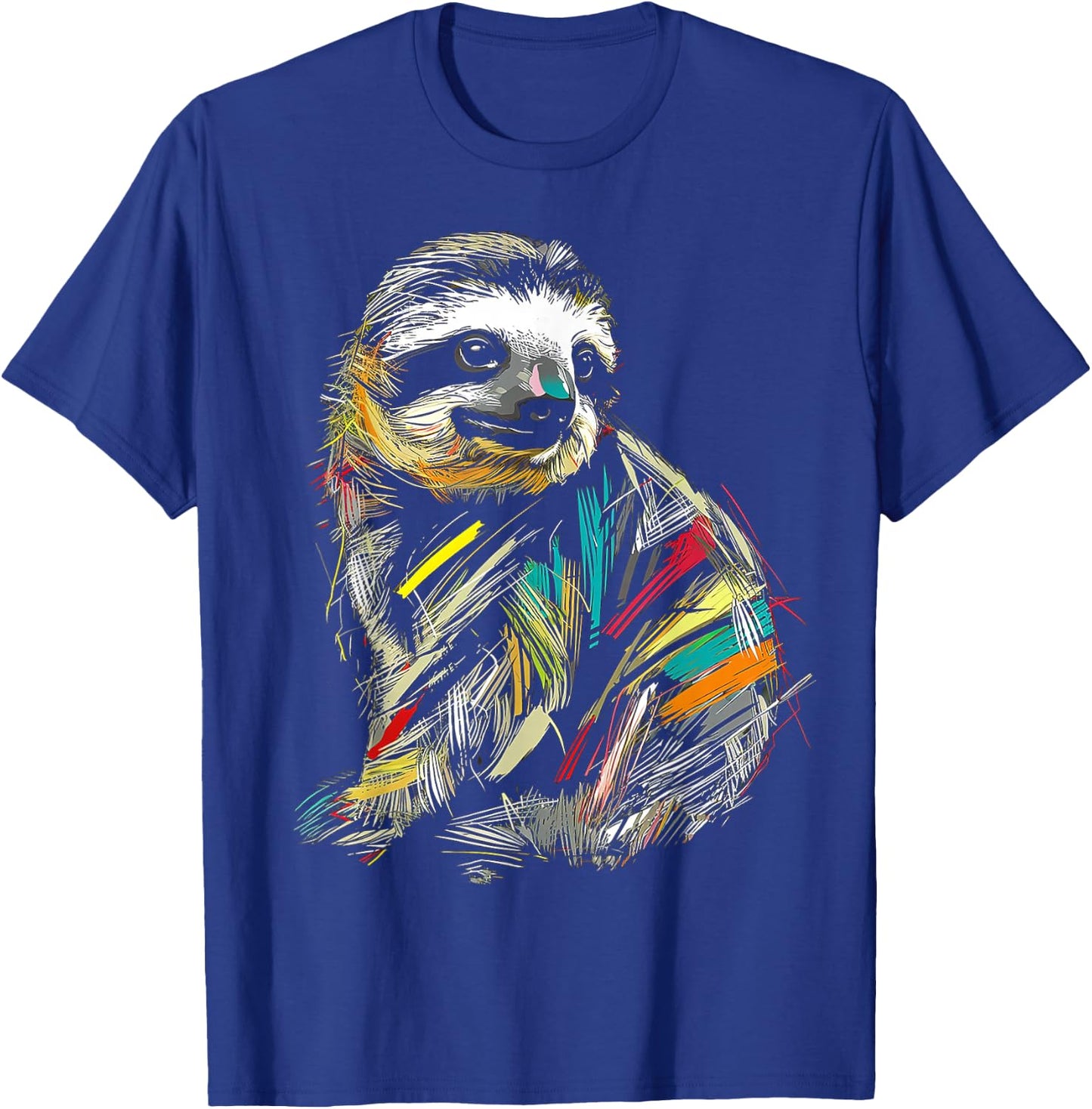 Sloth Colorful Drawing Animal Art Graphic Sloth T-Shirt - T-Shirt | Royal