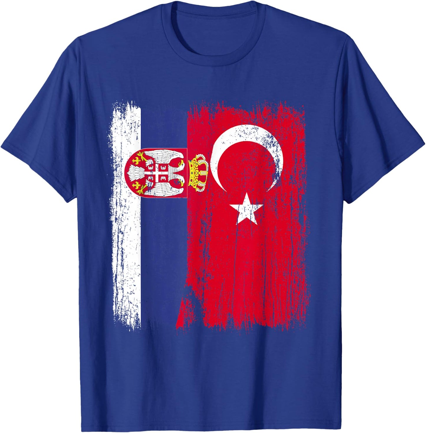 Serbia Turkey Half Flag Turkiye Serbian Turkish Jersey T-Shirt - T-Shirt | Royal
