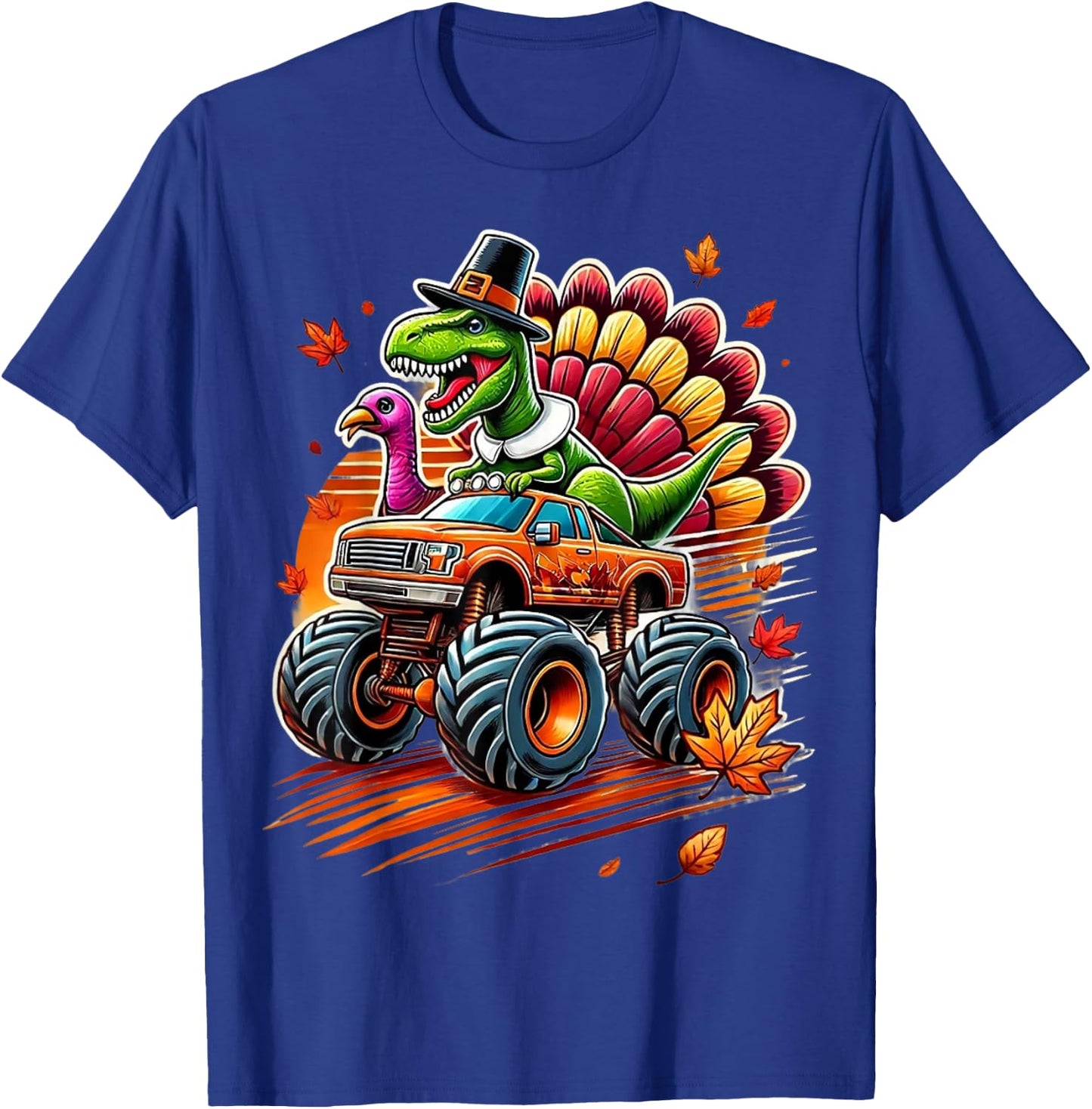 Funny Boys Thanksgiving Shirt Outfit Fall Shirts Kids T Rex T-Shirt - T-Shirt | Royal