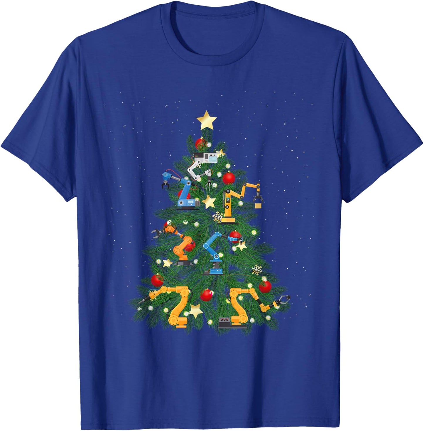 Robot Robotics Engineer Christmas Tree T-Shirt - T-Shirt | Royal