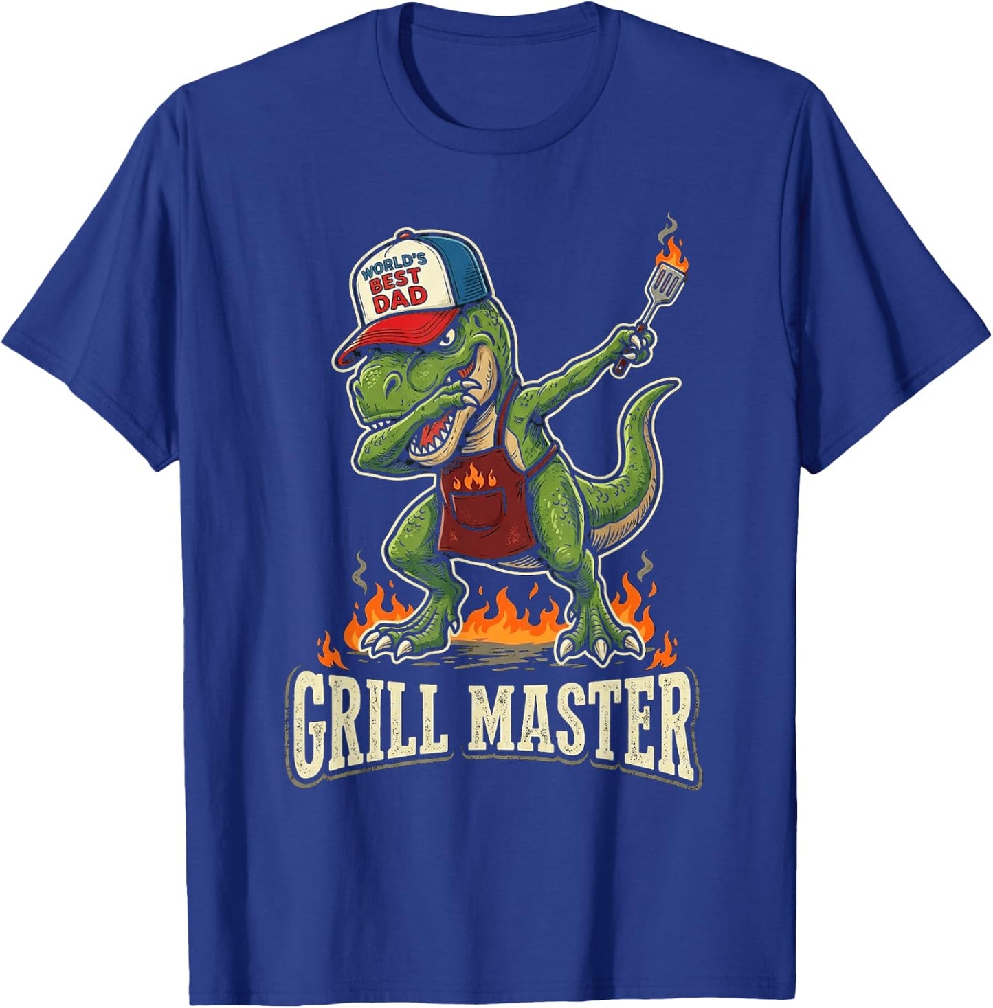 Funny Dinosaur BBQ Grilling Dad Father's Day Summer Cookout T-Shirt - T-Shirt | Royal