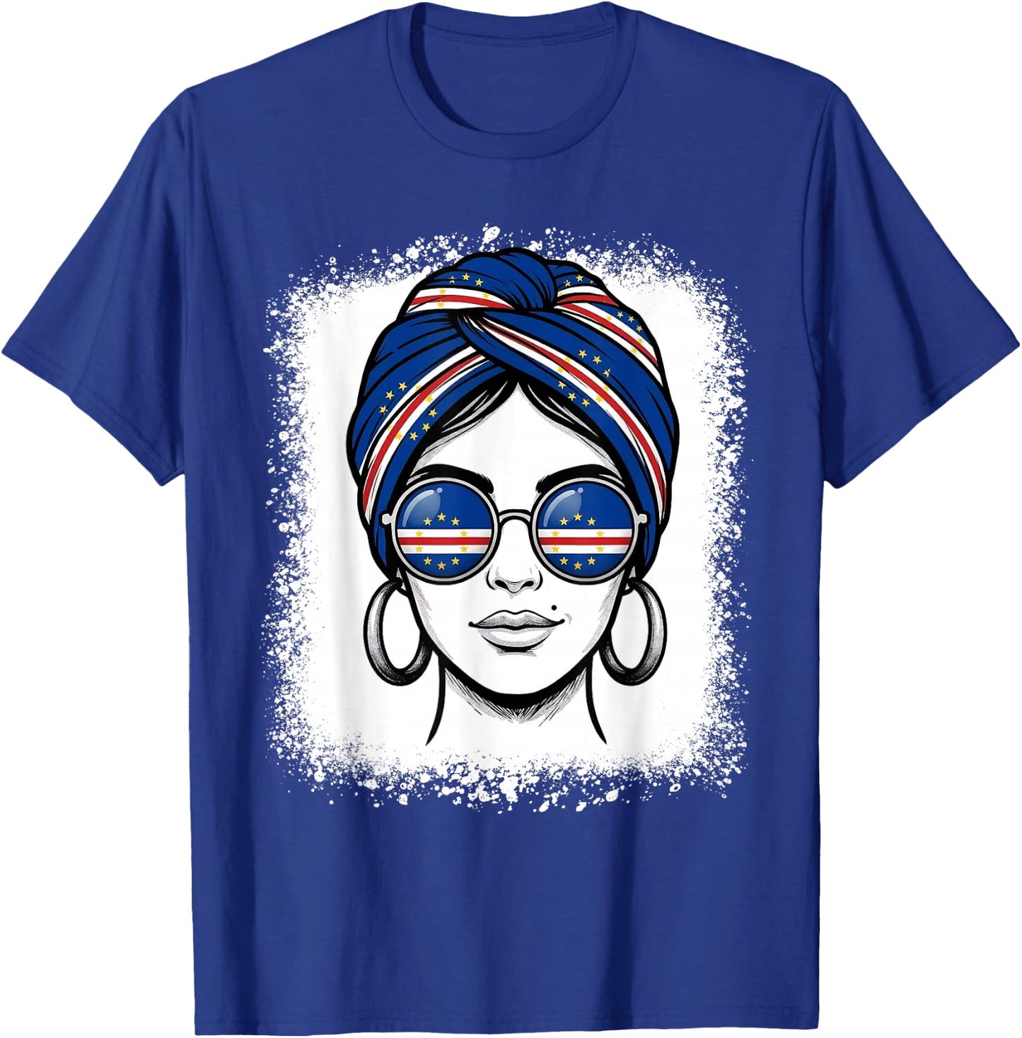 Cabo Verde Flag Woman Turban Sunglasses Pride T-Shirt - T-Shirt | Royal