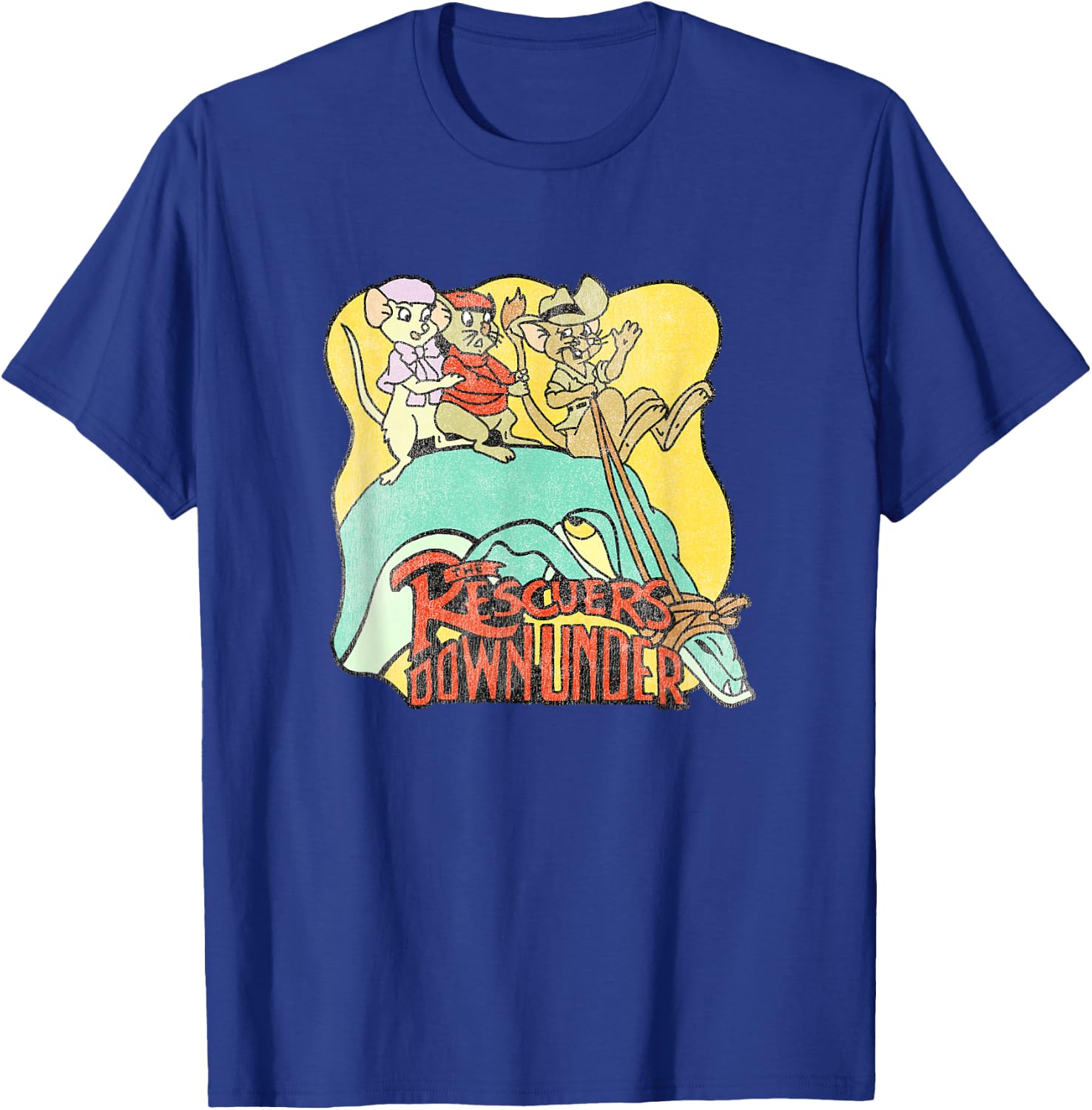 Disney The Rescuers Down Under Vintage Retro Lizard Ride T-Shirt - T-Shirt | Royal