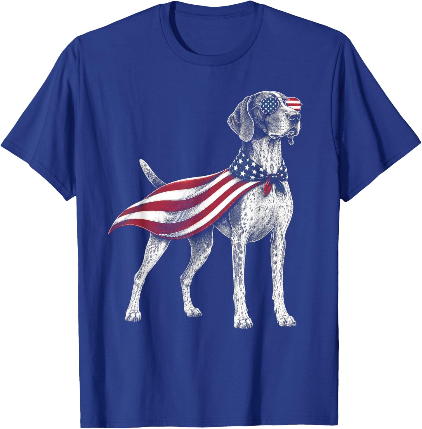 German Shorthaired Pointer 4th of July US American Flag Dog T-Shirt - T-Shirt | Royal