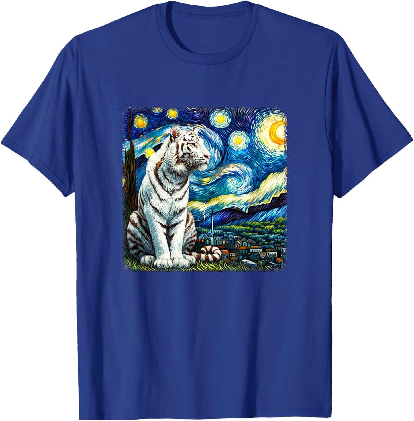 White Tiger Starry Night T-Shirt - T-Shirt | Royal