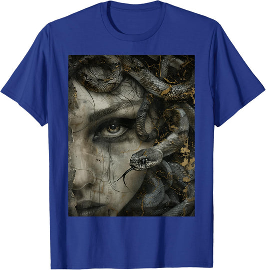Medusa Greek Mythology Occult Scary Dark Grunge Art T-Shirt - T-Shirt | Royal