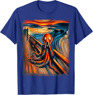 Scream Funny Ocean Surreal Artwork Humor Art Artsty Octopus T-Shirt - T-Shirt | Royal