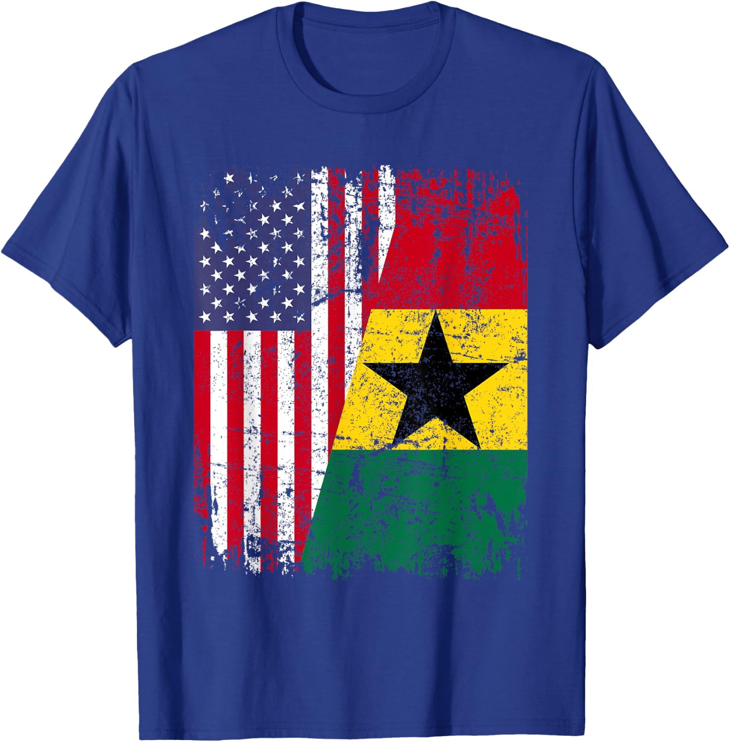 GHANAIAN ROOTS | Half American Flag | GHANA T-Shirt - T-Shirt | Royal
