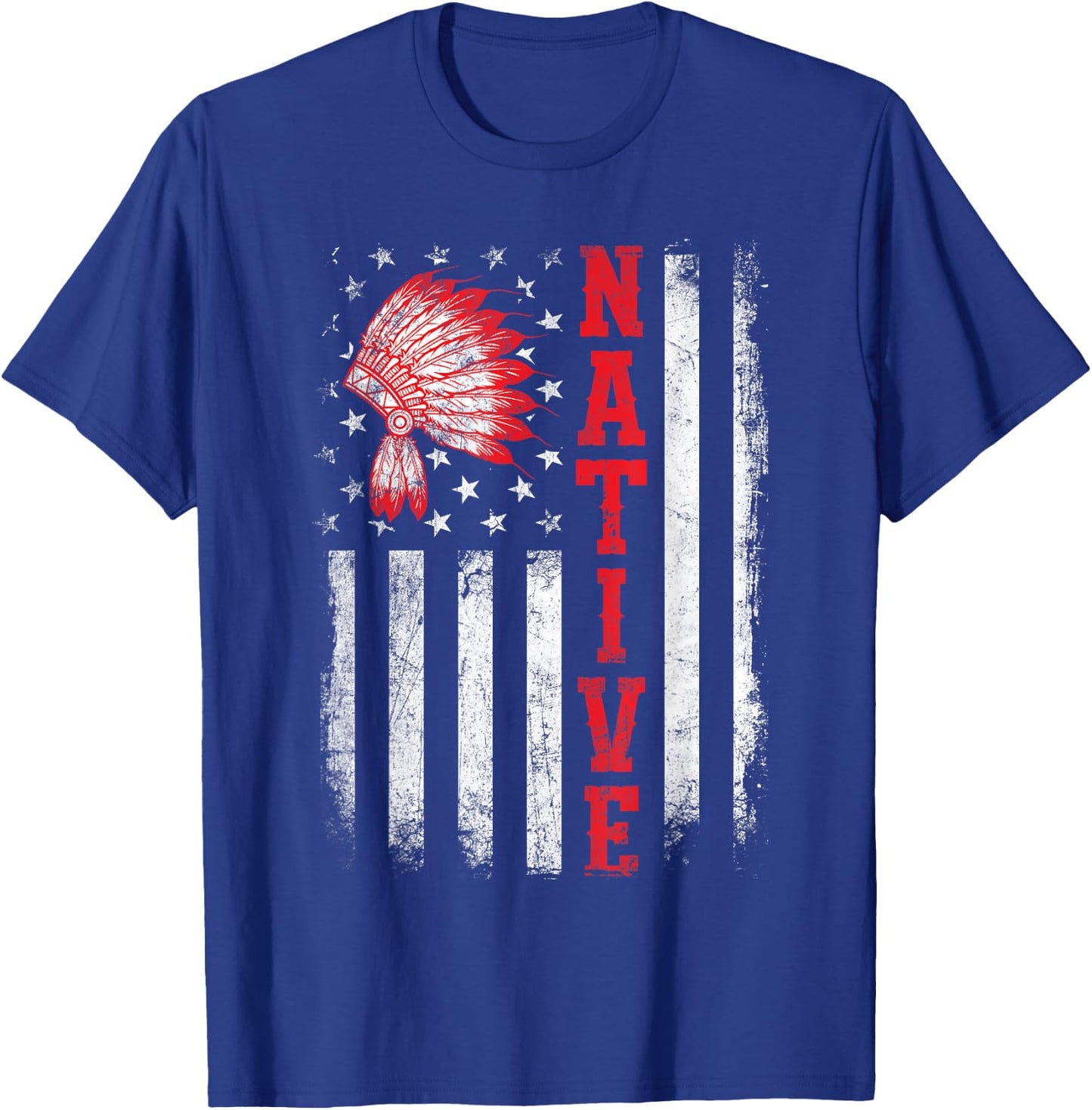 Native - American Day USA Flag Cherokee Indigenous People T-Shirt - T-Shirt | Royal