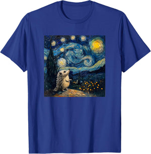 Cute Van Gogh Hedgehog Starry Night Funny Women & Men T-Shirt - T-Shirt | Royal