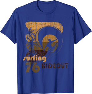 Retro Vintage Look Surfing Hideout 76 Surfer T-Shirt - T-Shirt | Royal