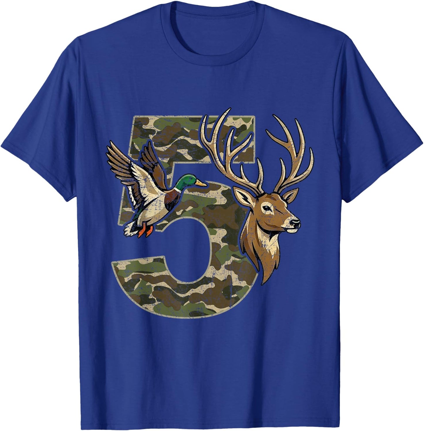 5 Years Old 5th Birthday for Boys Girls Camouflage Hunting T-Shirt - T-Shirt | Royal