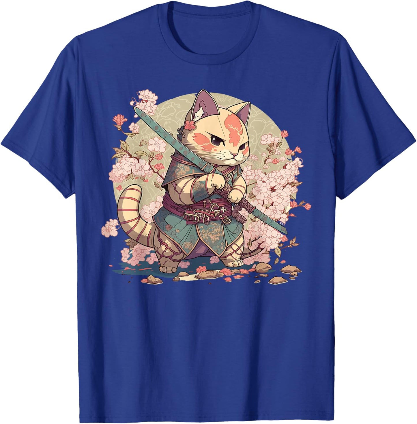 Japanese Samurai Warriors & Funny Kawaii Animes Samurai Cat Warrior Japanische Ninja-Katze Kawaii Schwarz Erwachsene und Kinder Kurzarm Klein T-Shirt - T-Shirt | Royal