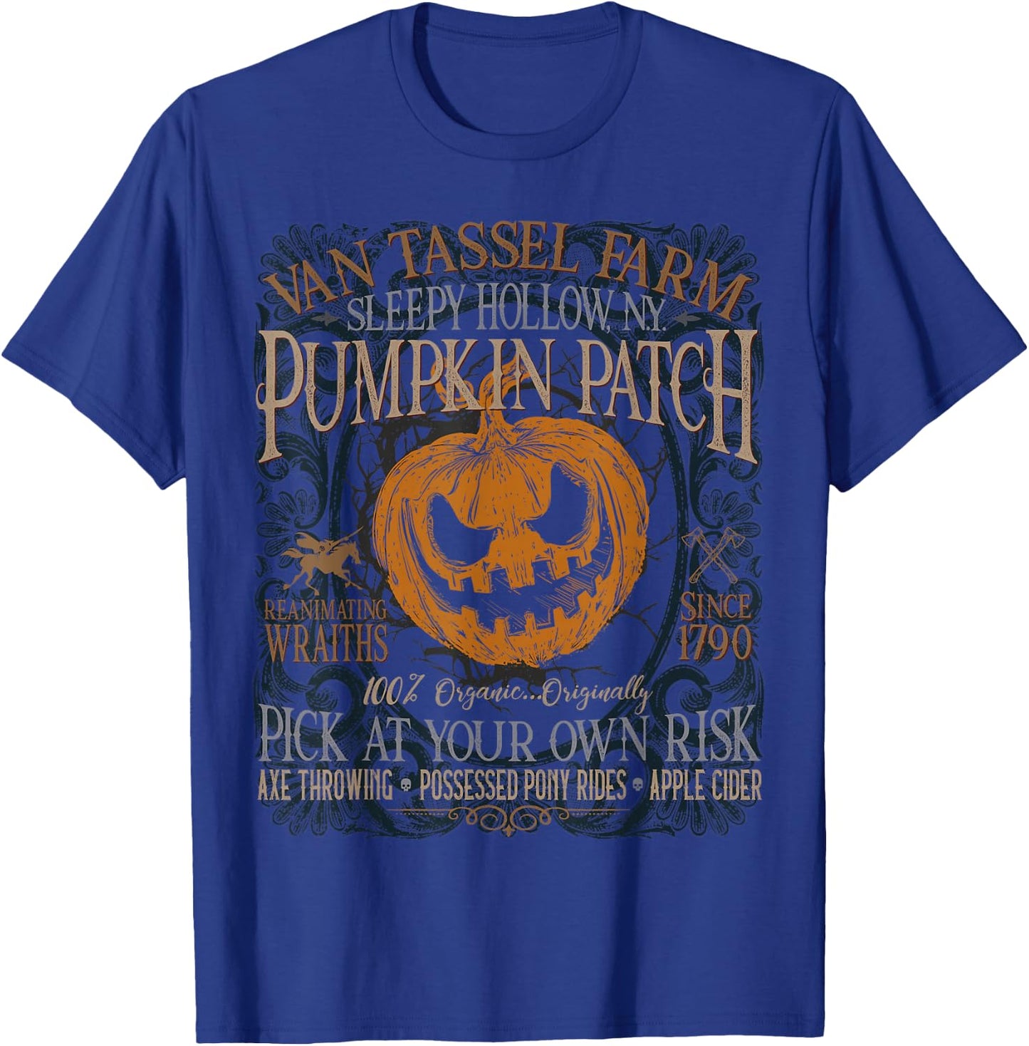 Ferme de Cueillette de Citrouilles Sleepy Hollow, NY , Black, S T-Shirt - T-Shirt | Royal