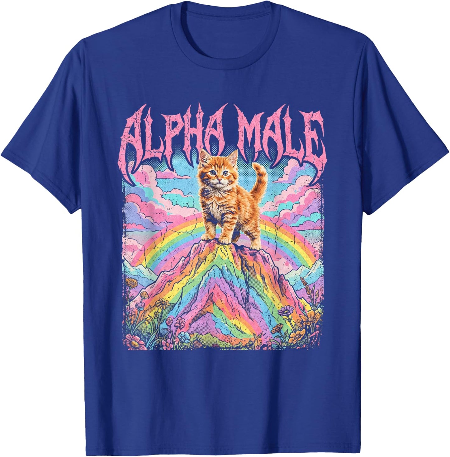 Alpha Male Kätzchen Lustige Katze Regenbogen Blumen T-Shirt - T-Shirt | Royal