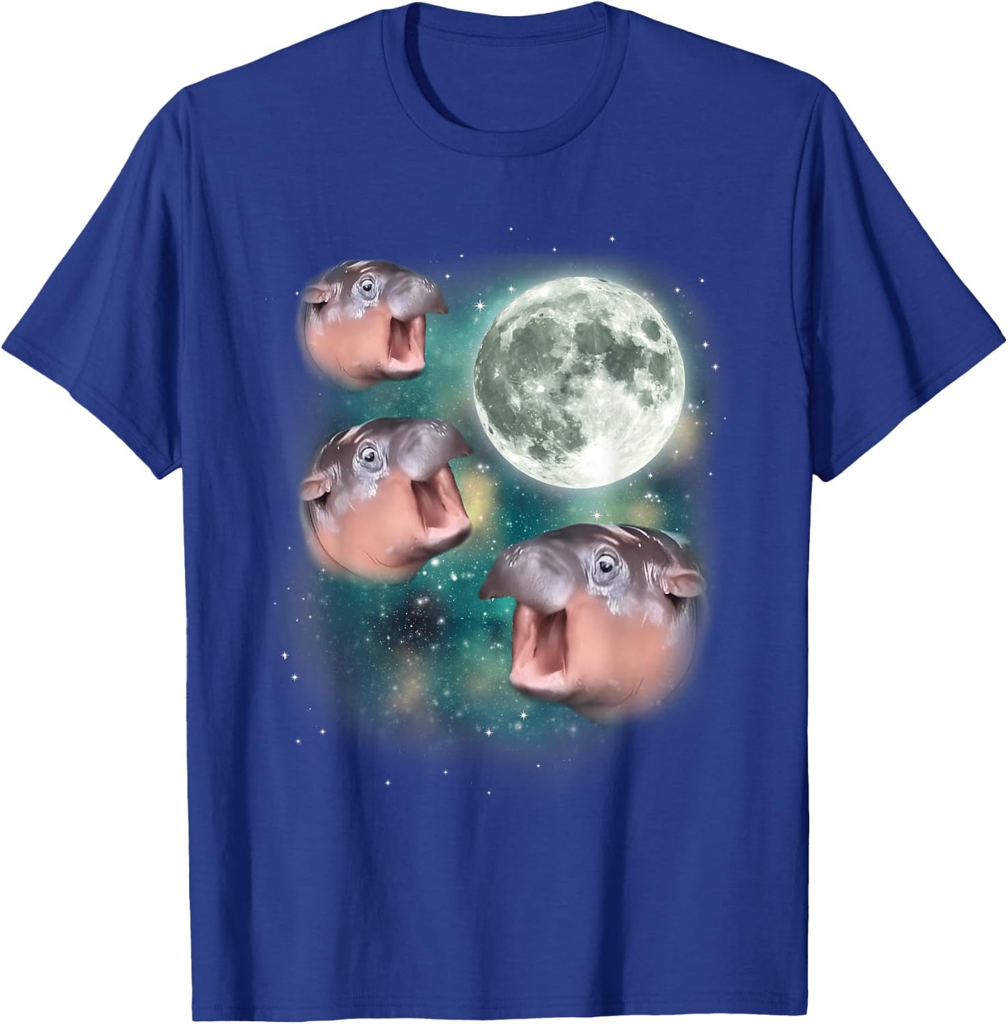 3 Moon-Deng | Baby Hippo Meme Funny Hippo Animal , black T-Shirt - T-Shirt | Royal