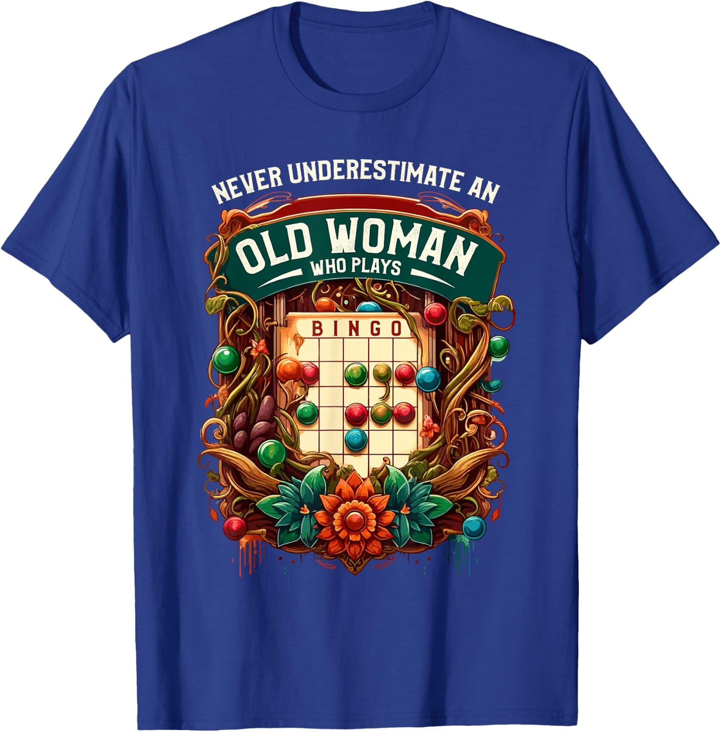 Woman Bingo Player Gambling Bingo Card Game T-Shirt - T-Shirt | Royal