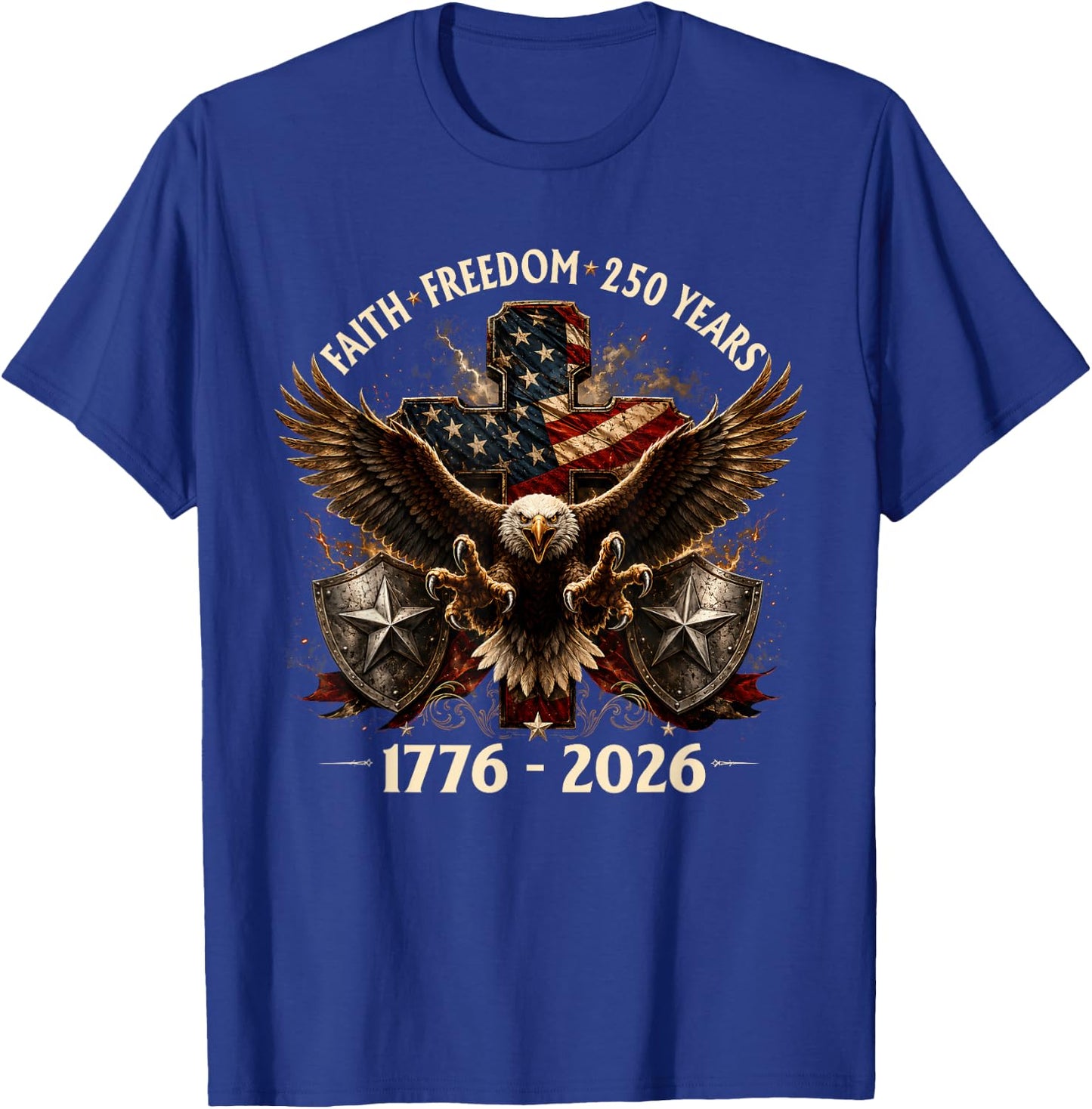 Faith Freedom America 250th Anniversary USA Christian Men T-Shirt - T-Shirt | Royal