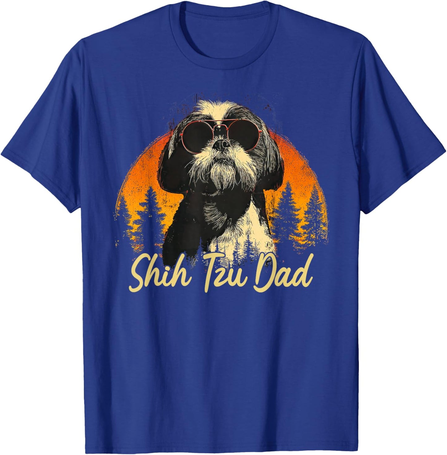 Best Shih Tzu Dad Vintage Fathers Day Dog Lover Men Women T-Shirt - T-Shirt | Royal