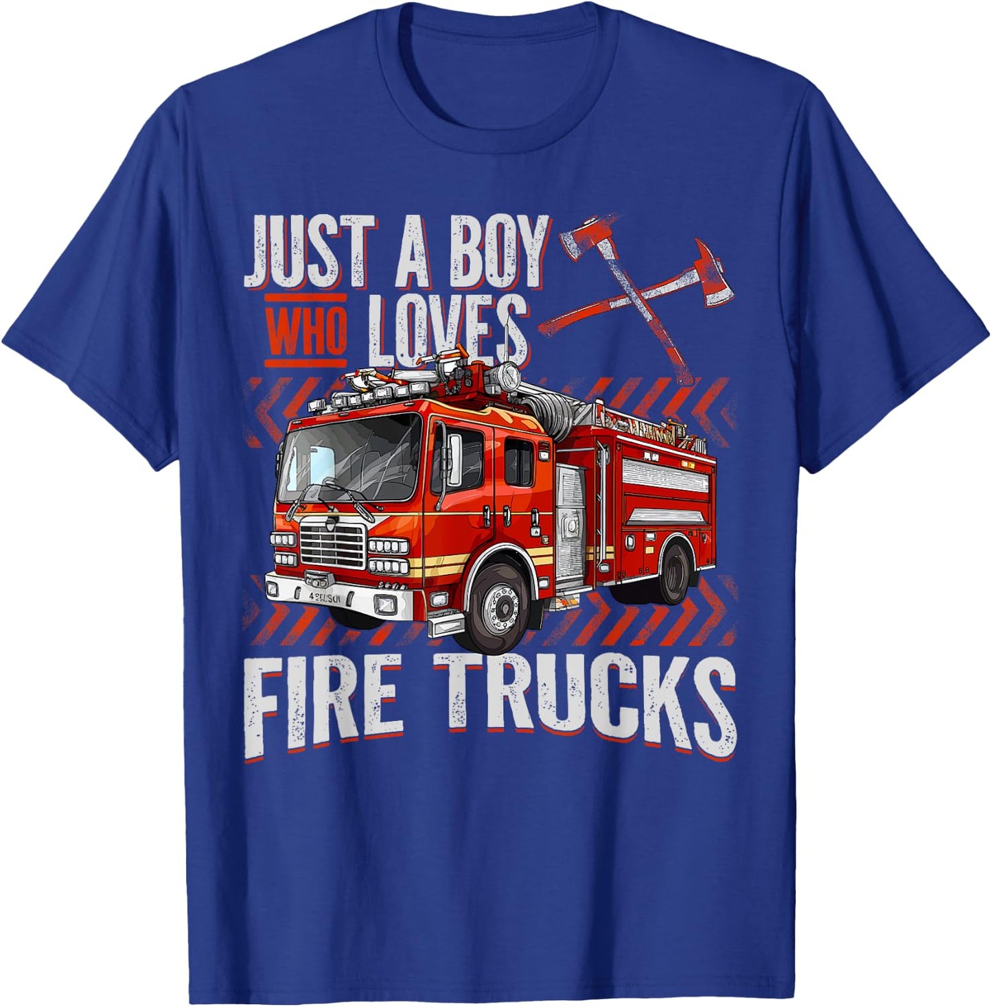 Firefighter Truck Lovers Just A Boy Who Loves Fire Trucks T-Shirt - T-Shirt | Royal