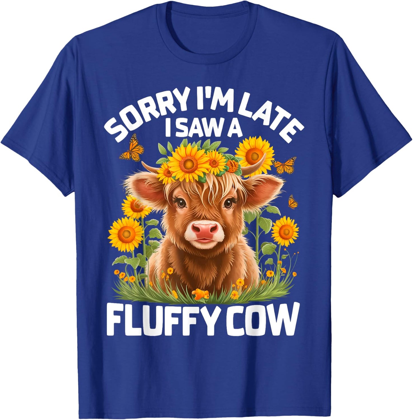Cute Fluffy Highland Cow Design for Cow Lovers T-Shirt - T-Shirt | Royal