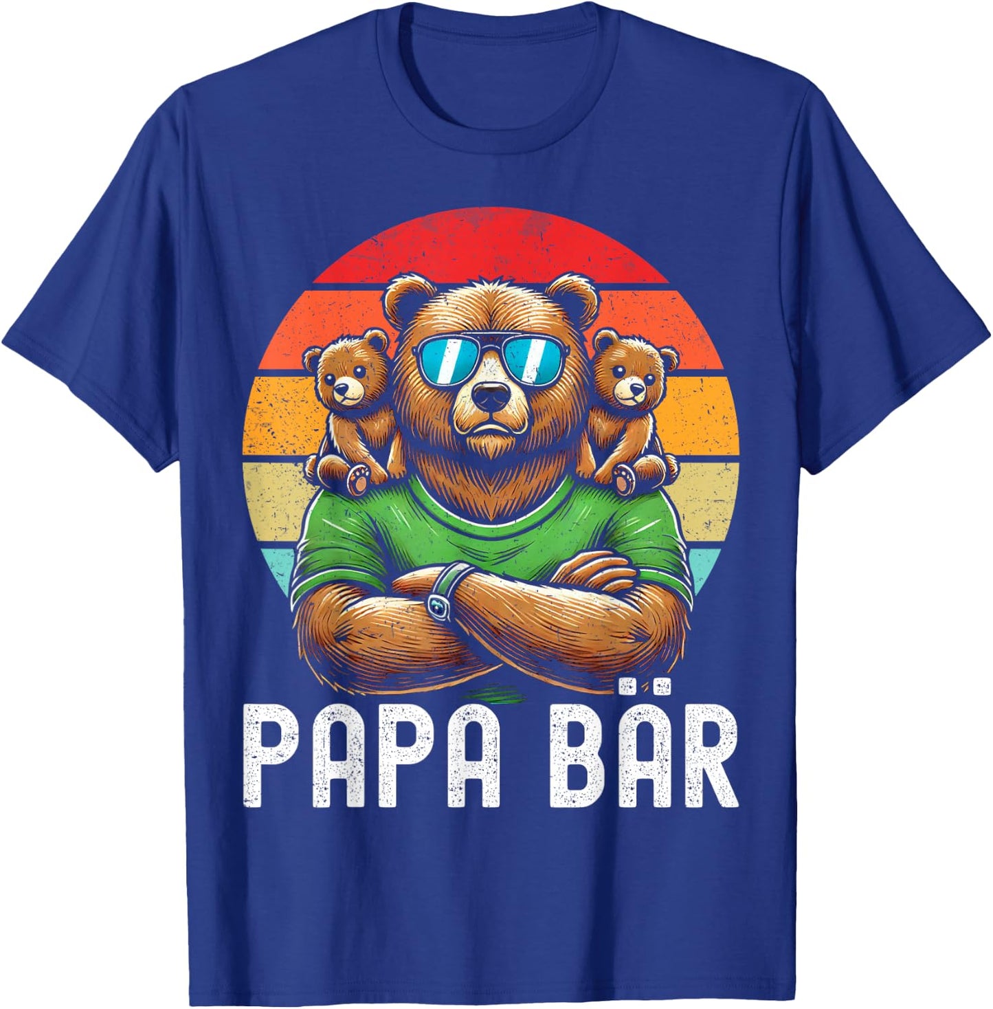 Papa Bär Papa Bear Vatertag Sohn Tochter Elternteil Retro T-Shirt - T-Shirt | Royal
