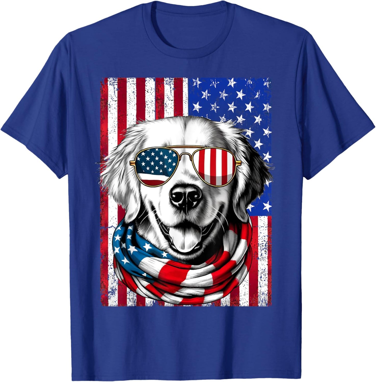 4th of July Golden Retriever Dog American Flag USA Patriotic Men T-Shirt - T-Shirt | Royal