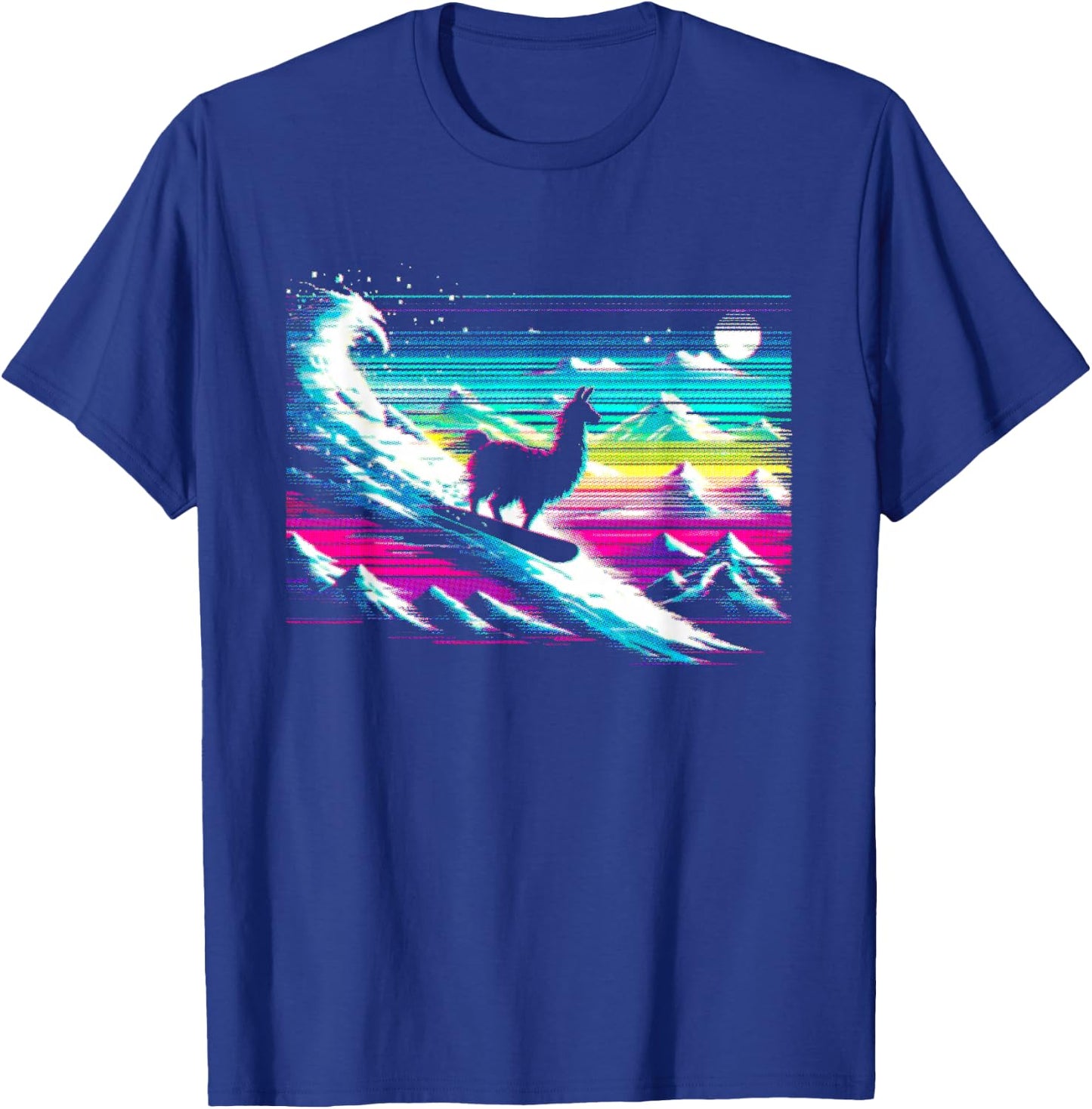 Llama Snowboarding Glitch - Funny Snowboard Lover T-Shirt - T-Shirt | Royal