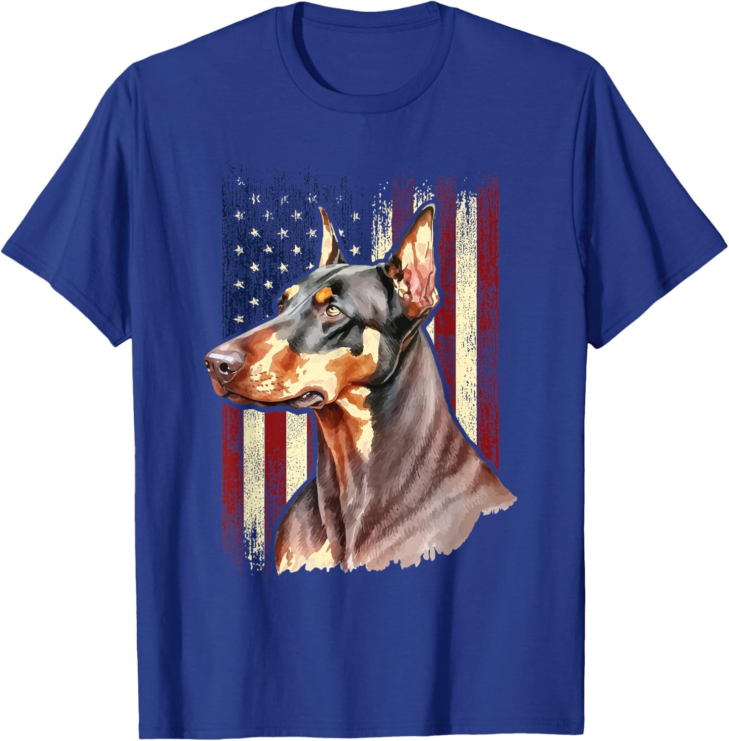 USA American Flag Doberman - Canine Pet Lover Dog Trainer T-Shirt - T-Shirt | Royal
