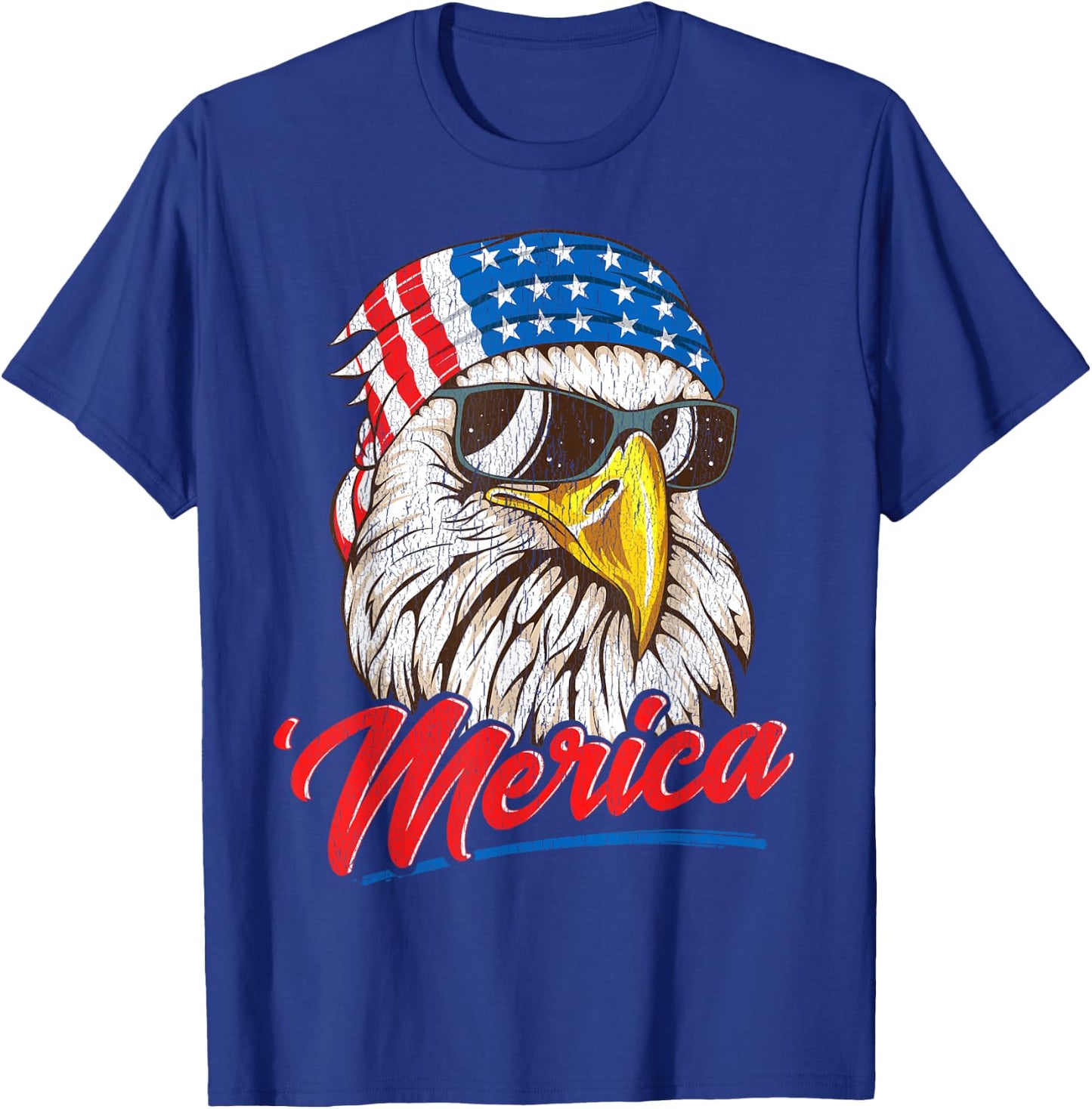Bald Eagle Merica 80s Mullet Eagle America USA 4th of July Men T-Shirt - T-Shirt | Royal