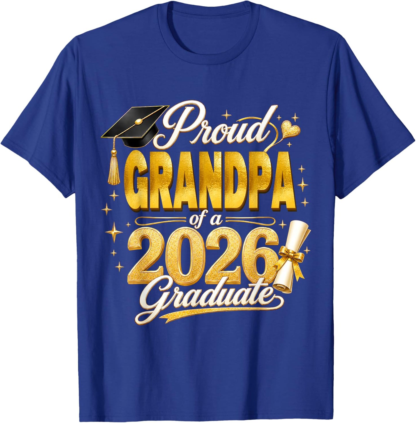 Proud Grandpa 2026 Graduate Senior Graduation Family Pride T-Shirt - T-Shirt | Royal
