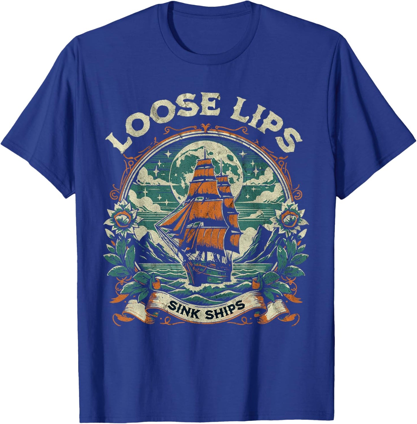 Vintage Loose Lips Sink Ships Traditional Nautical Sailor T-Shirt - T-Shirt | Royal