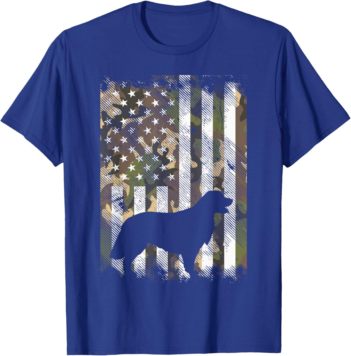 Camo Flag Golden Retriever Vintage Patriotic Dog Lover Gift T-Shirt - T-Shirt | Royal