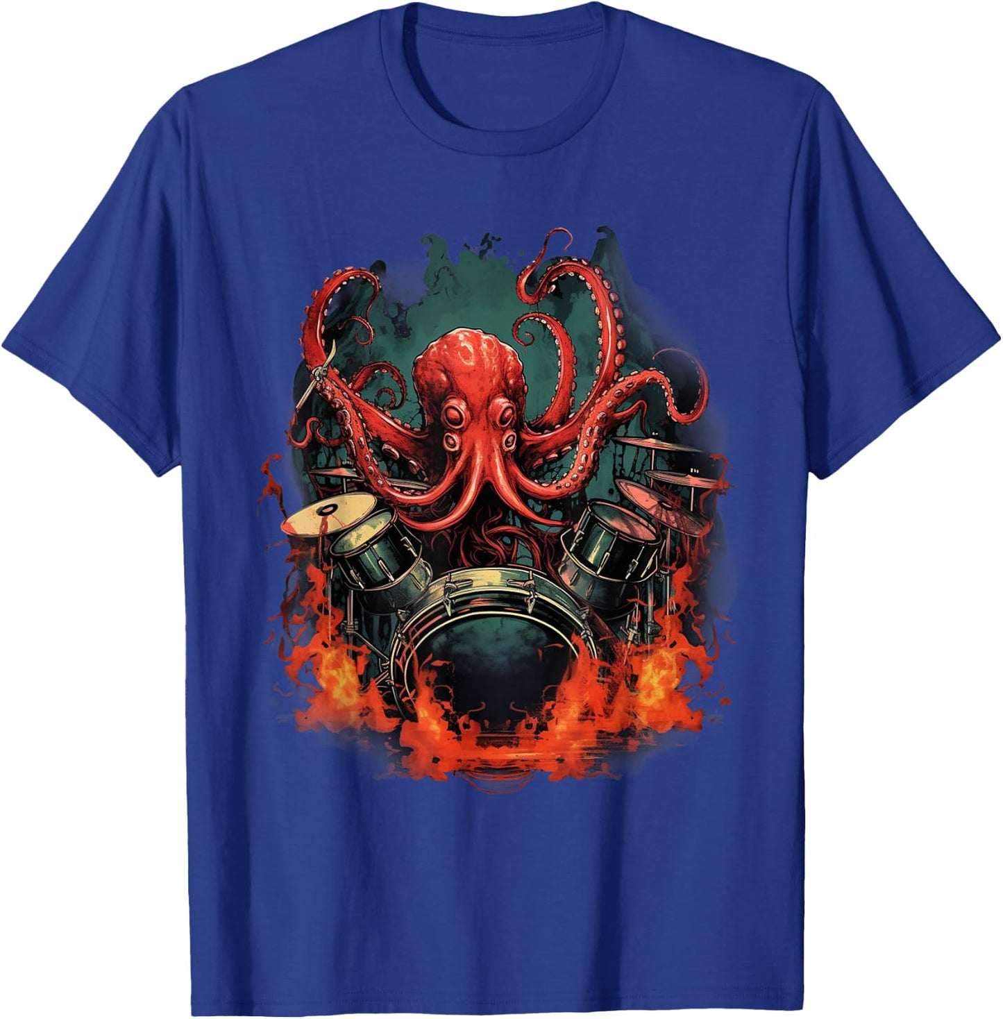 Octopus Japanese Playing Drums Drummer Drumming Musician T-Shirt - T-Shirt | Royal