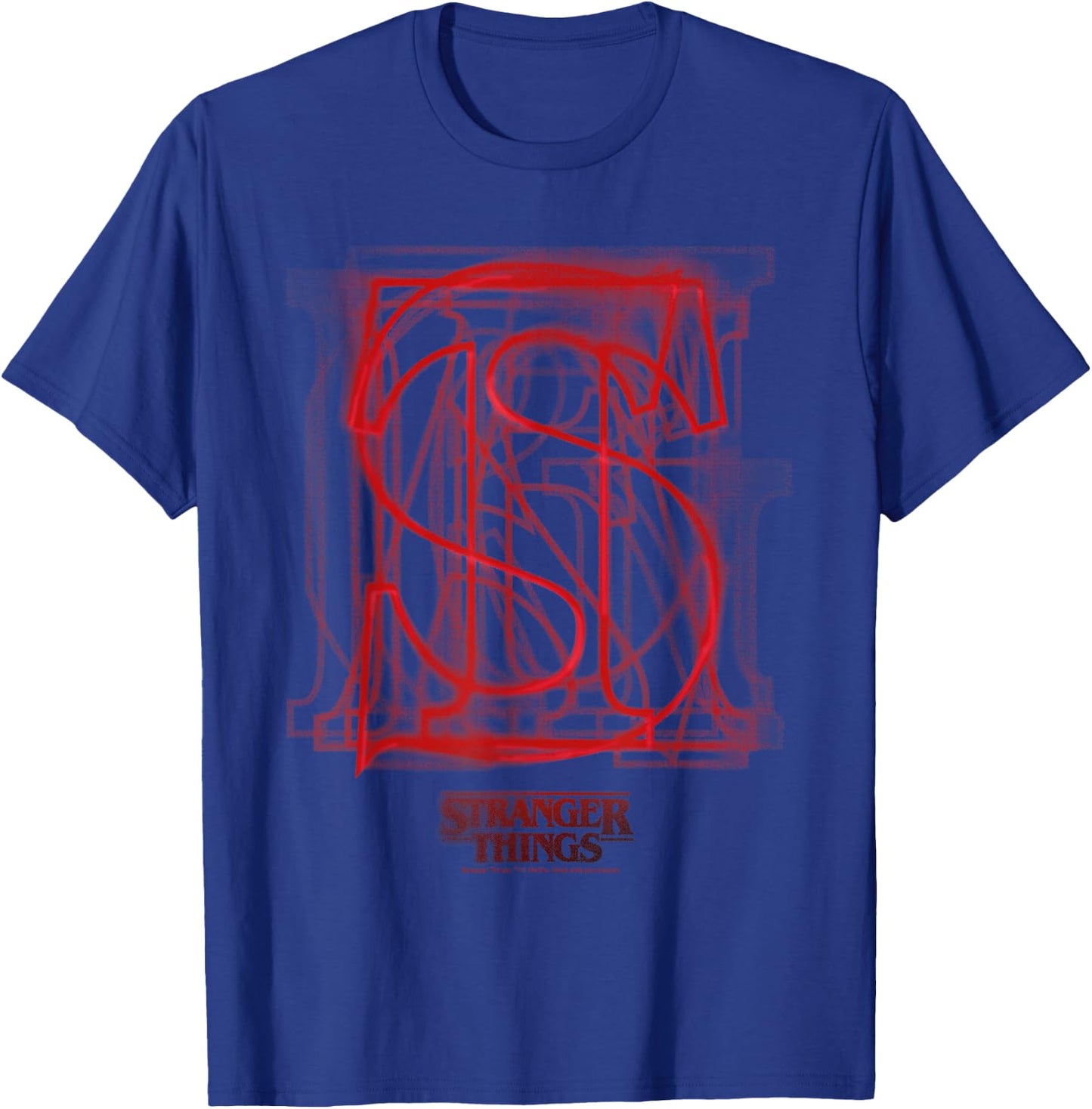 Stranger Things Logo with Overlaid Red Letters, black T-Shirt - T-Shirt | Royal