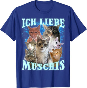with German Text "Ich Liebe Musch, black T-Shirt - T-Shirt | Royal