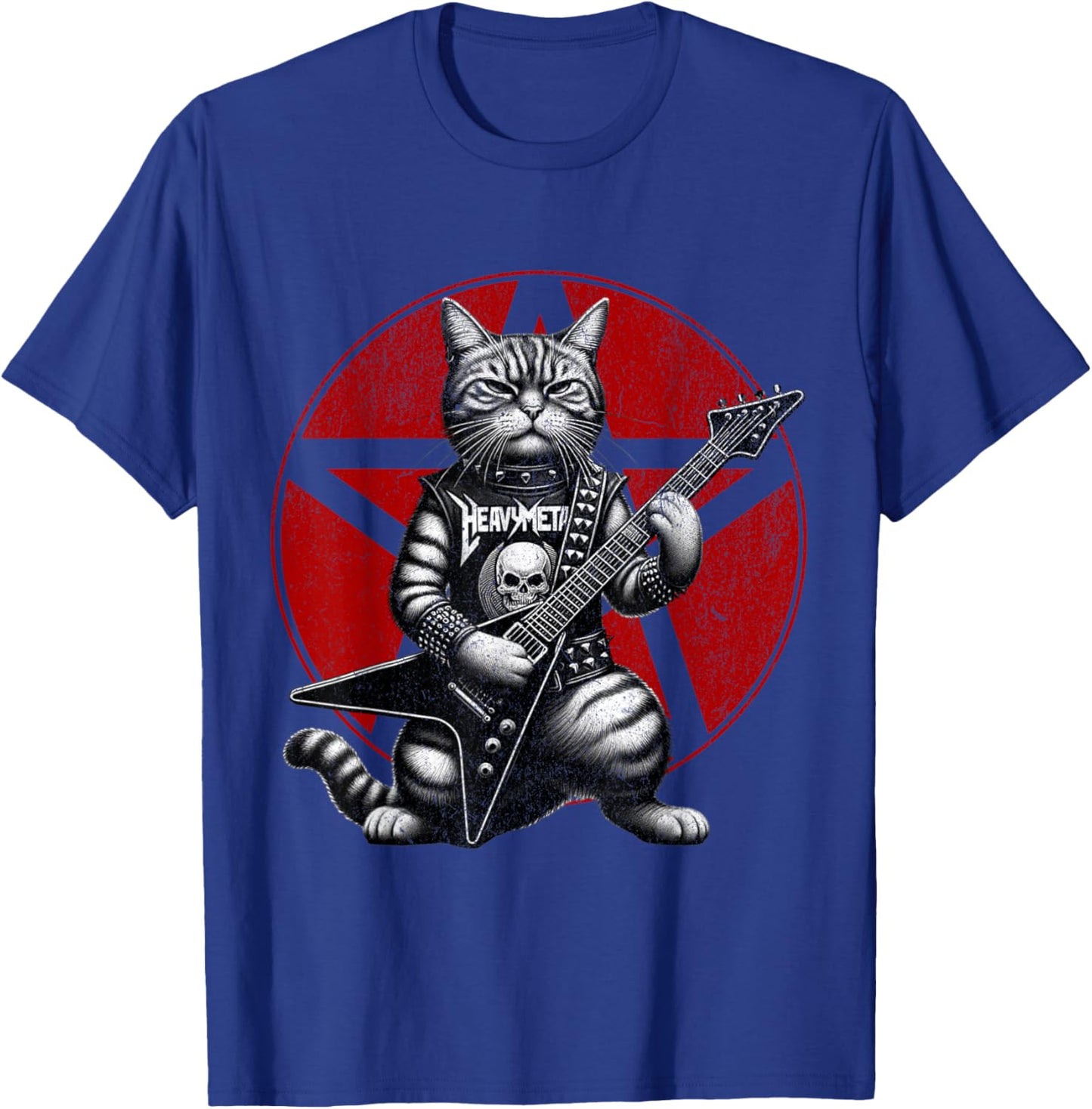 Heavy Metal Cats and Death Metal Music Metalhead Rock Guitar T-Shirt - T-Shirt | Royal