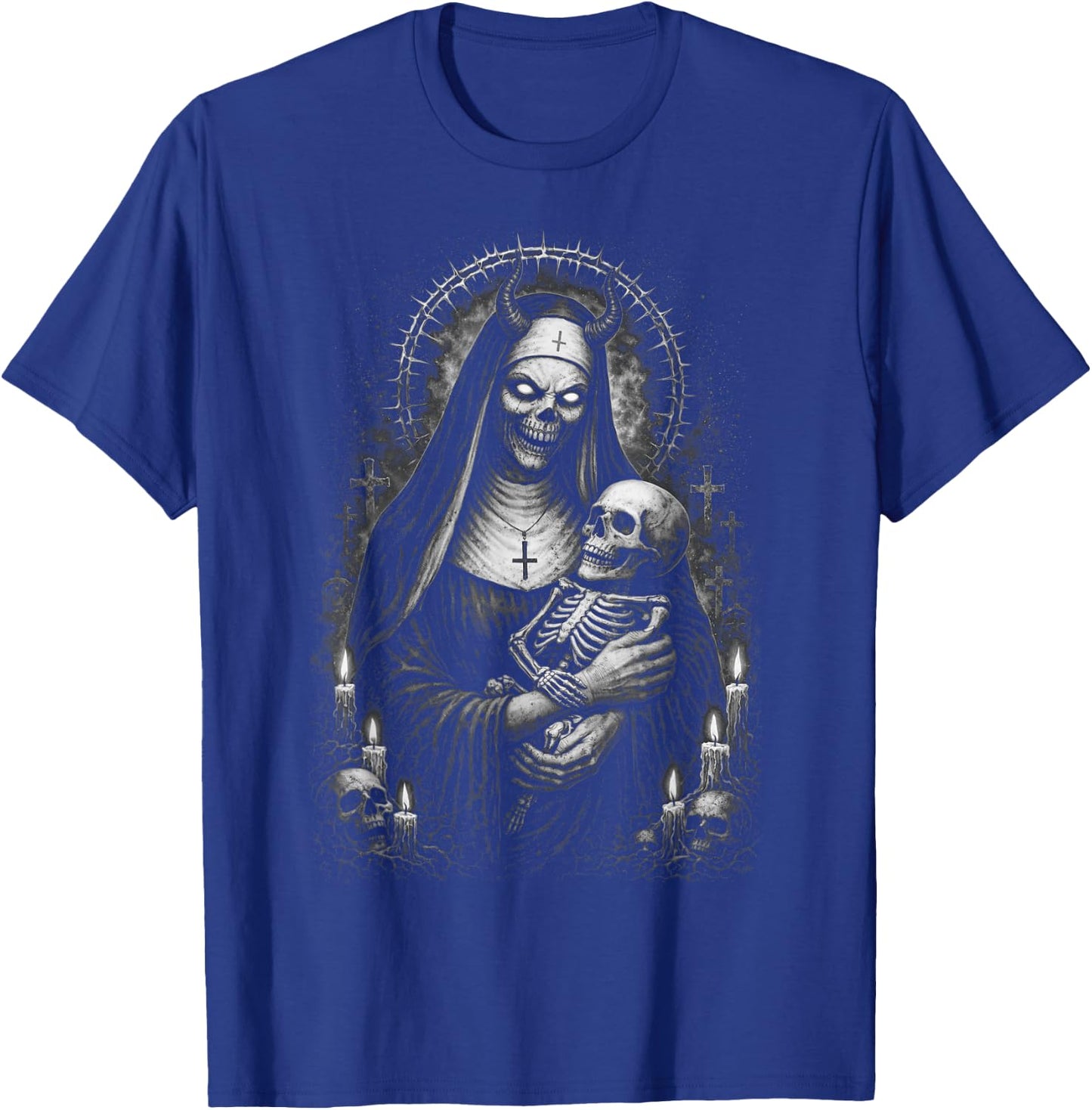 Demonic Nun Gothic Horror Dark Occult Creepy Unholy T-Shirt - T-Shirt | Royal