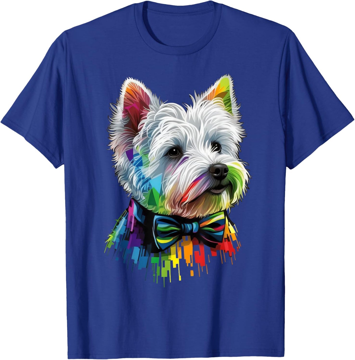 Westie Gay Pride Dog LGBT Rainbow Flag on Westie LGBTQ Men Women Kids T-Shirt - T-Shirt | Royal