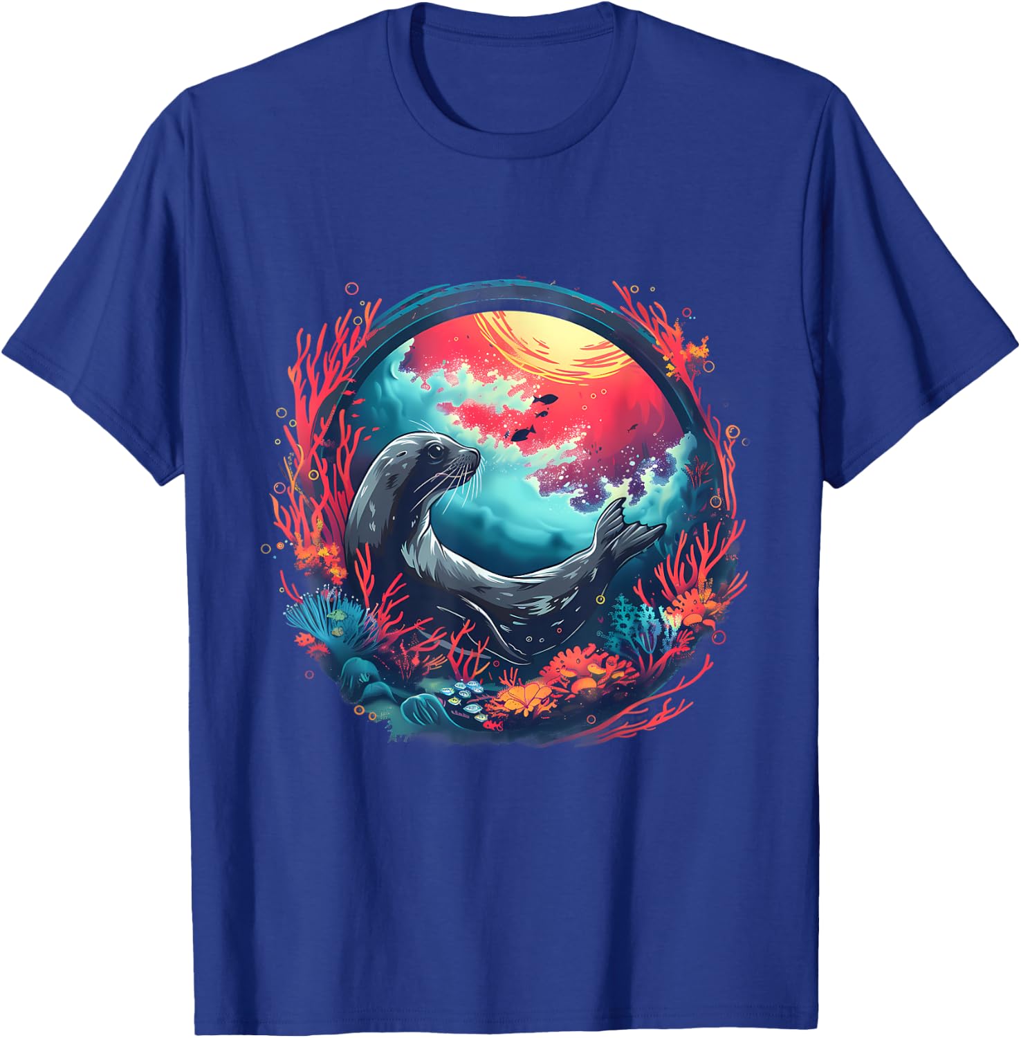 Seal Ocean Sea Animal Sea Ocean Seal Artwork Marine Mammal T-Shirt - T-Shirt | Royal