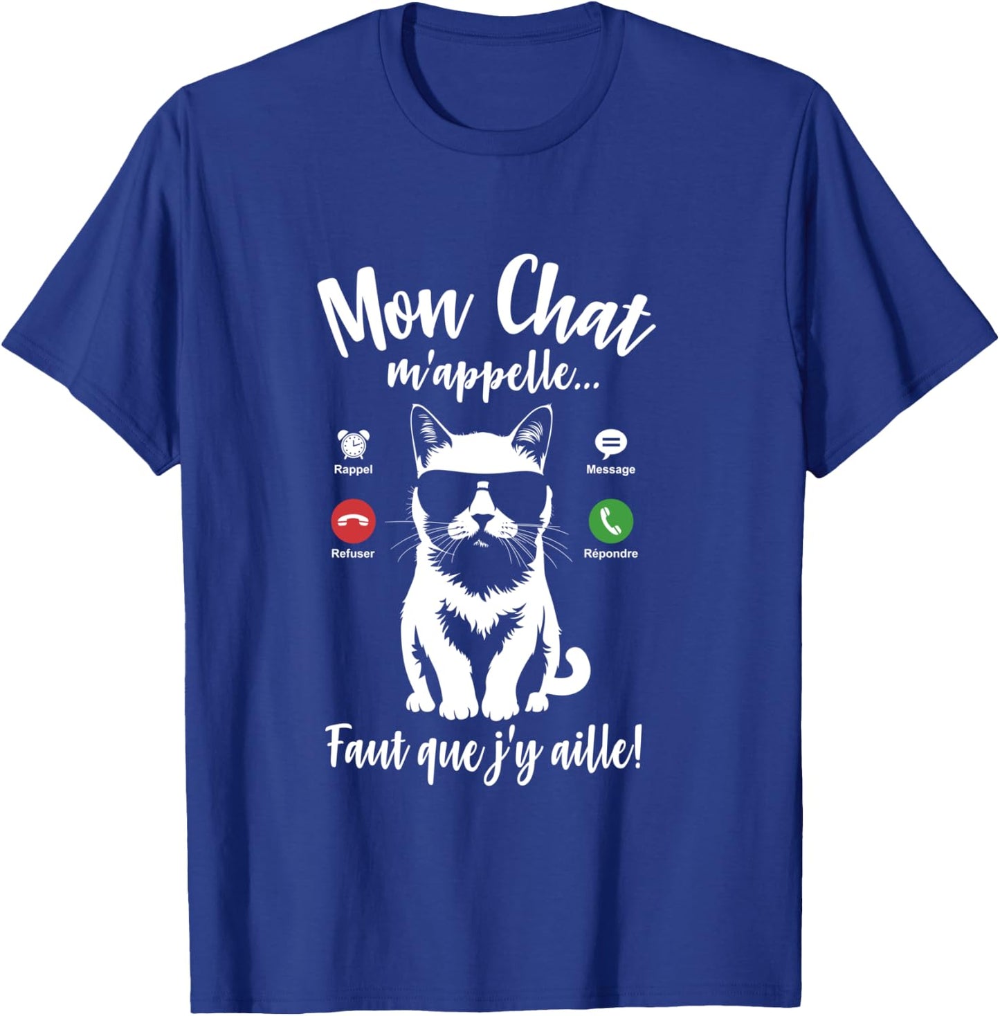 Silhouette Cat Woman Girl Funny My Cat Calls Me Calls Me Design T-Shirt - T-Shirt | Royal