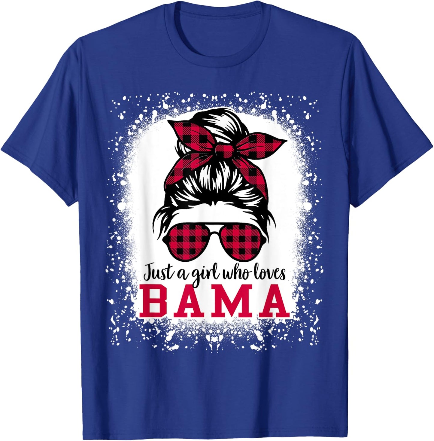 BAMA ALABAMA Women Girls Messy Bun Hair, Alabama State Pride T-Shirt - T-Shirt | Royal