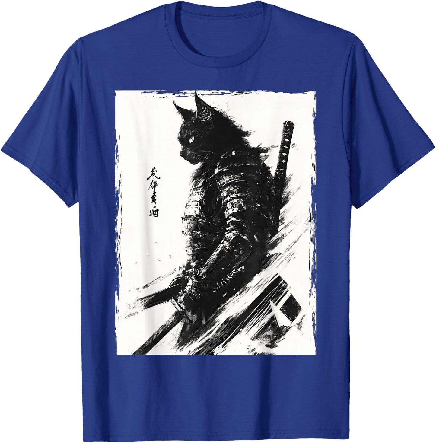 Samurai Warrior Cat Vintage Japanese Art Anime T-Shirt - T-Shirt | Royal