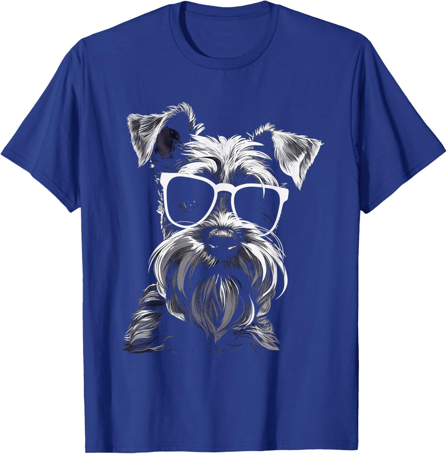 Schnauzer Dog with Sunglasses miniature dogs T-Shirt - T-Shirt | Royal