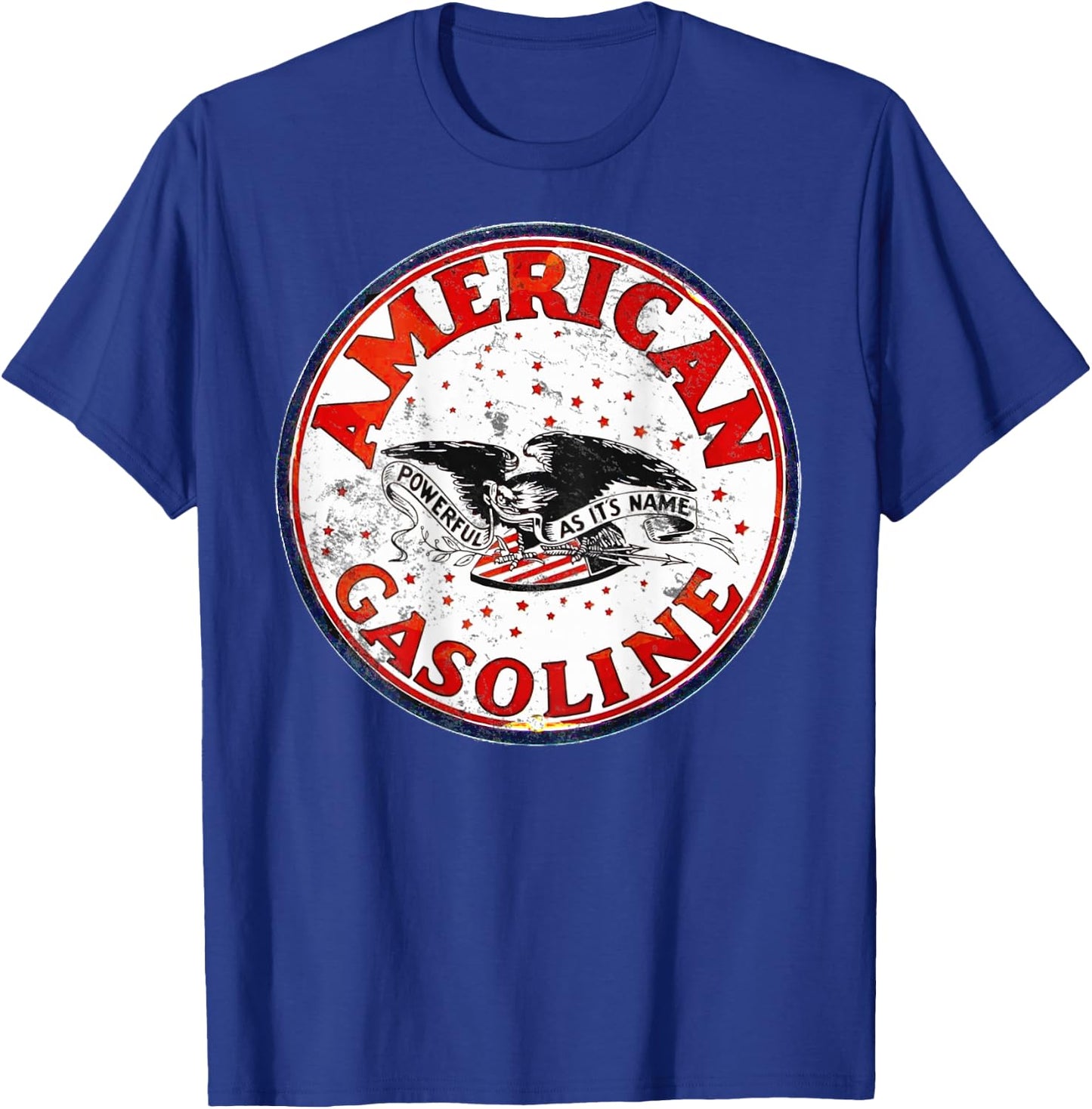 Back Only Print Retro Vintage Gas Station American Gasoline T-Shirt - T-Shirt | Royal