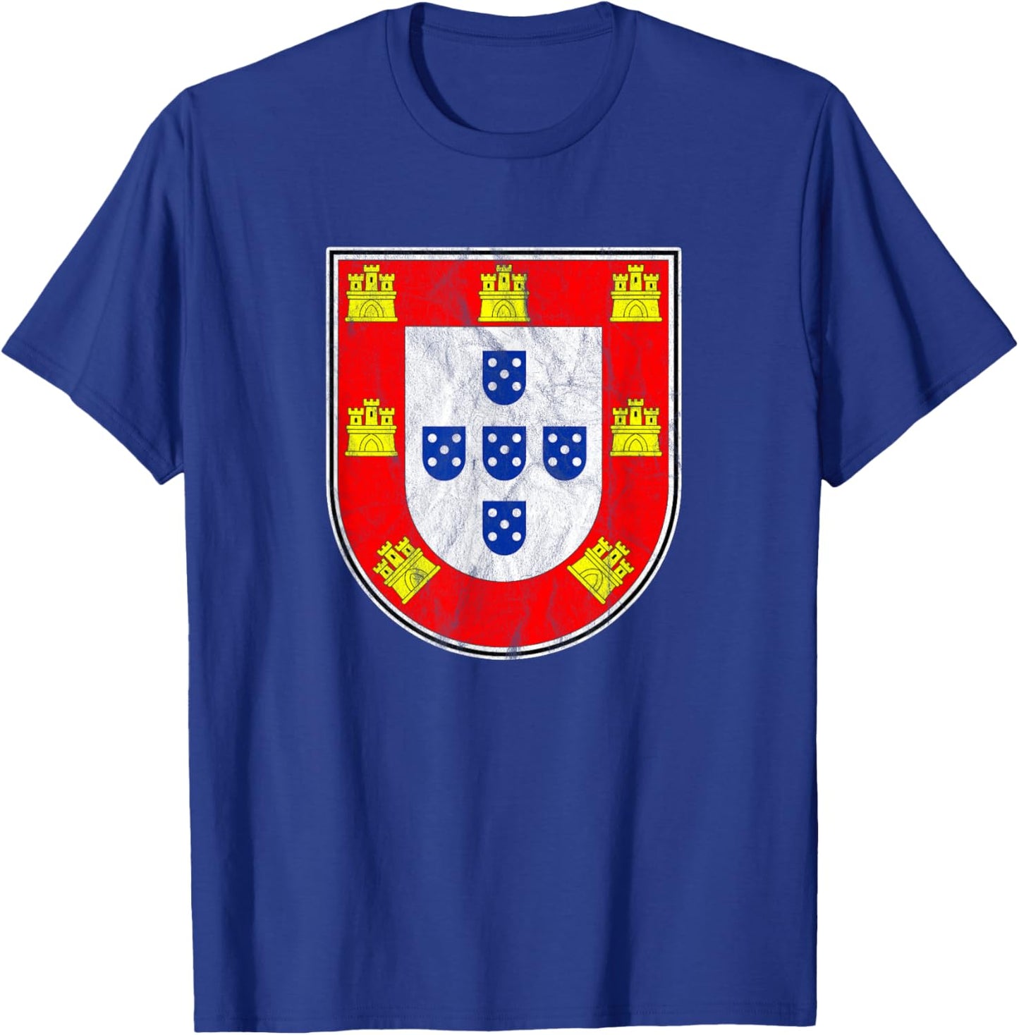 Portugal Quinas - Portuguese Flag Retro Distressed T-Shirt - T-Shirt | Royal