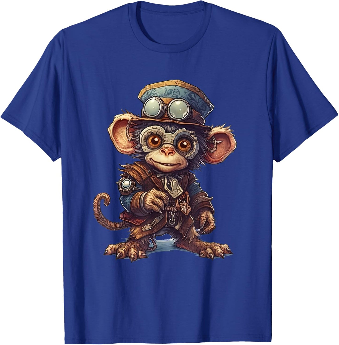 Monkey in steampunk mechanical gear, vibrant chimp T-Shirt - T-Shirt | Royal