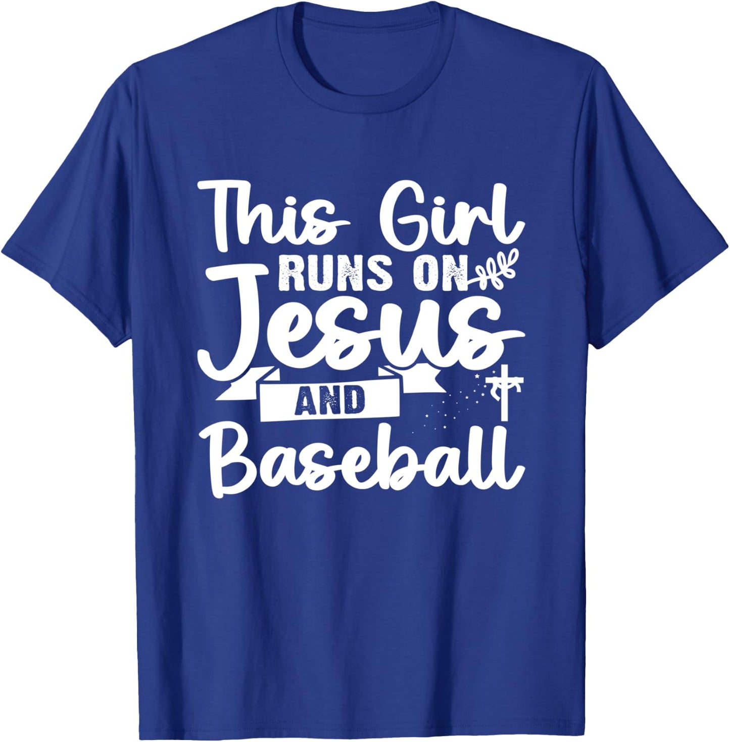 This Girl Runs On Jesus And Baseball T-Shirt - T-Shirt | Royal